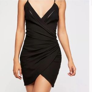 NWT Free People Little Black Dress - Dylan Ruched V-Neck Bodycon Wrap Small
